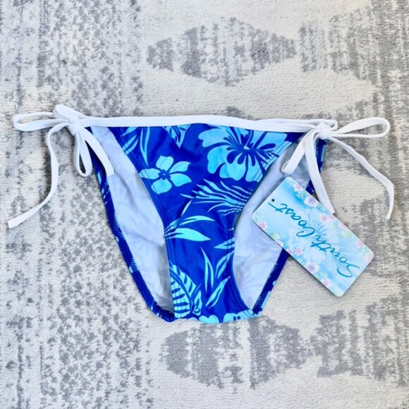 NWT 90s Y2K Vintage Blue Hawaiian Swimsuit Bikini Bottoms - Picture 1 of 3